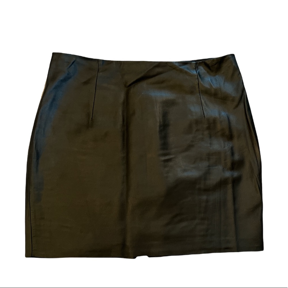 Trina Turk Black Leather Mini Skirt